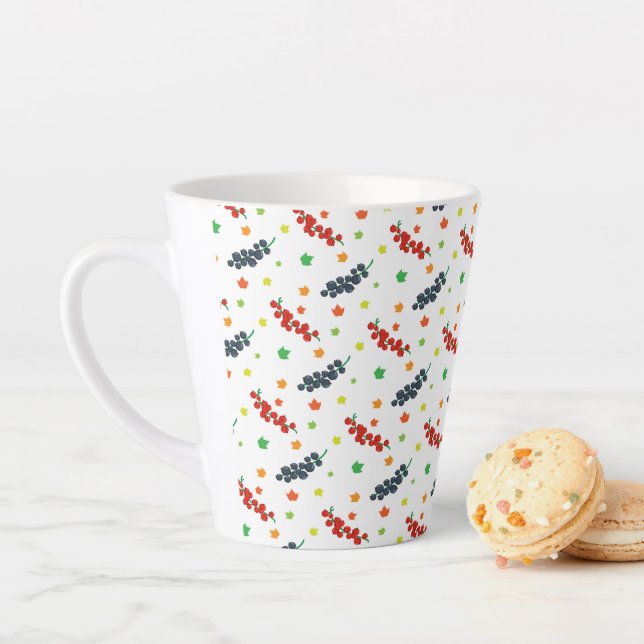Pattern Of Berries, Redberry, Blueberry, Fruit Latte Mug (In Situ)