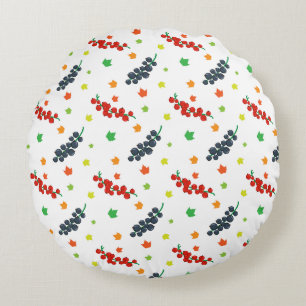 Pattern Of Berries, Redberry, Blueberry, Fruit Round Cushion