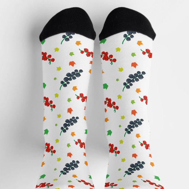 Pattern Of Berries, Redberry, Blueberry, Fruit Socks (Top)