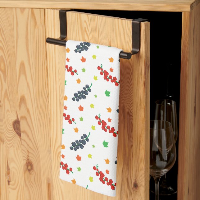 Pattern Of Berries, Redberry, Blueberry, Fruit Tea Towel (Thirds Fold)