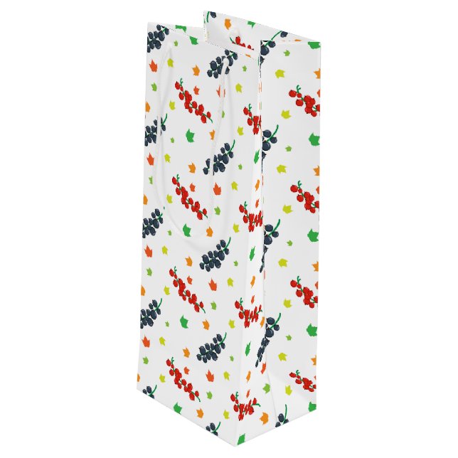 Pattern Of Berries, Redberry, Blueberry, Fruit Wine Gift Bag (Back Angled)