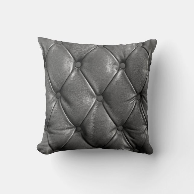 pattern of black genuine leather texture using as  cushion (Front)
