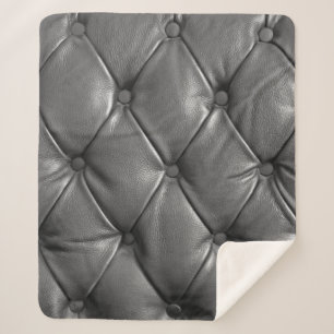 pattern of black genuine leather texture using as sherpa blanket