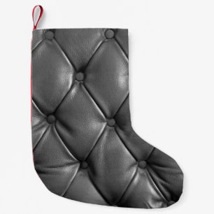 pattern of black genuine leather texture using as small christmas stocking