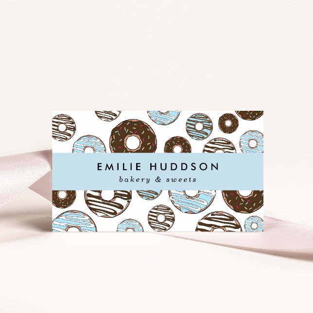 Pattern Of Blue Doughnuts, Cake Shop, Pastry Shop Business Card (Creator Uploaded)