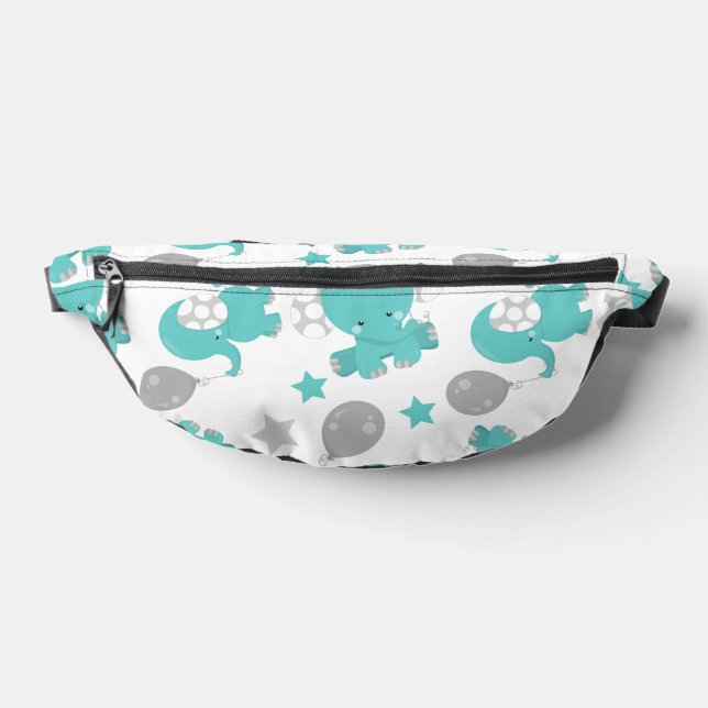 Pattern Of Blue Elephants, Cute Elephants, Stars Bum Bags (Lay Down)