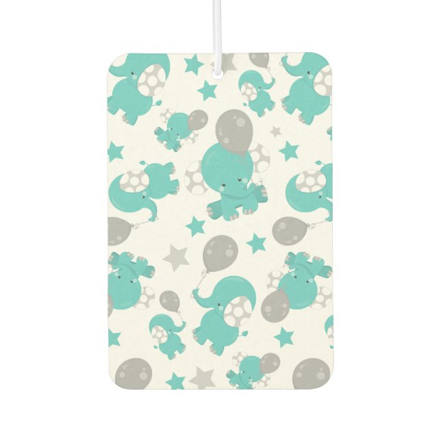 Pattern Of Blue Elephants, Cute Elephants, Stars Car Air Freshener (Front)