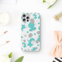 Pattern Of Blue Elephants, Cute Elephants, Stars