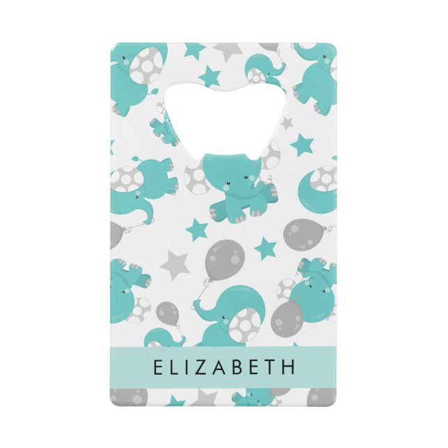 Pattern Of Blue Elephants, Stars, Your Name (Front)