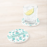Pattern Of Blue Elephants, Stars, Your Name Coaster<br><div class="desc">Cute,  fun and adorable pattern with blue elephants,  balloons and stars. Modern and trendy gift,  perfect for the elephant lover in your life. Personalise by adding your name,  nickname,  monogram or initials.</div>