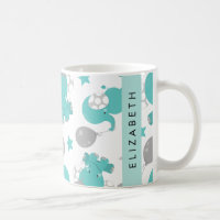 Pattern Of Blue Elephants, Stars, Your Name