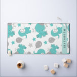 Pattern Of Blue Elephants, Stars, Your Name Desk Mat<br><div class="desc">Cute,  fun and adorable pattern with blue elephants,  balloons and stars. Modern and trendy gift,  perfect for the elephant lover in your life. Personalise by adding your name,  nickname,  monogram or initials.</div>