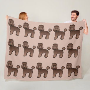 Pattern Of Brown Toy Poodle Cartoon Dogs Fleece Blanket