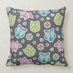 pattern of cartoon owls cushion