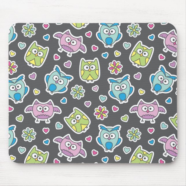 pattern of cartoon owls mouse pad (Front)