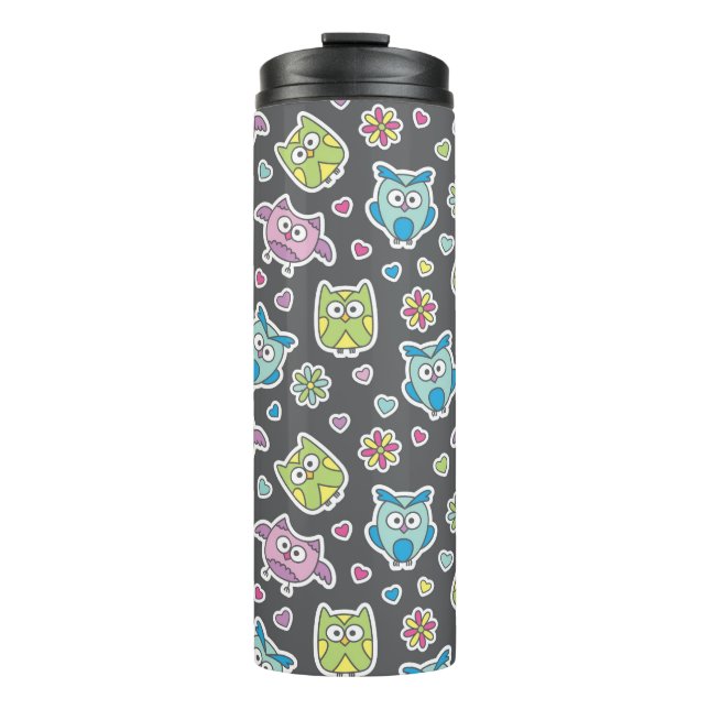 pattern of cartoon owls thermal tumbler (Front)