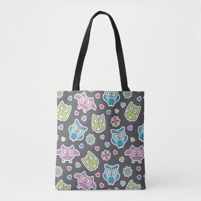 pattern of cartoon owls tote bag (Front)