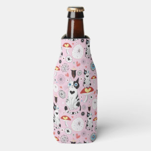 pattern of cats and flowers bottle cooler