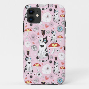 pattern of cats and flowers Case-Mate iPhone case