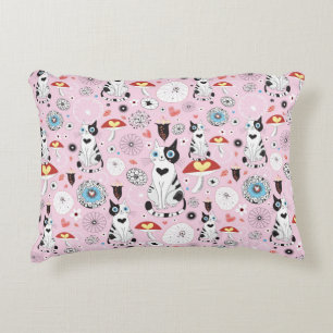 pattern of cats and flowers decorative cushion