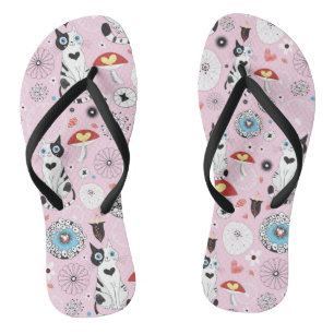 pattern of cats and flowers jandals