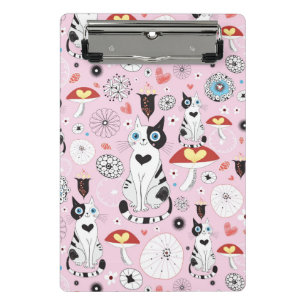 pattern of cats and flowers mini clipboard