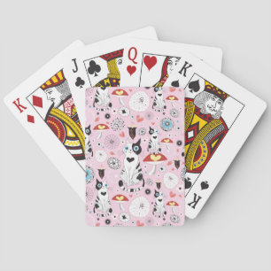 pattern of cats and flowers playing cards