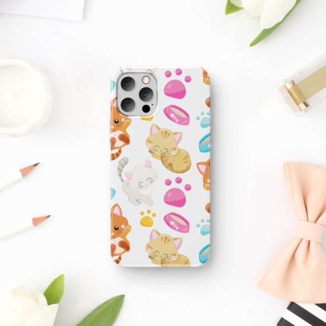 Pattern Of Cats, Colourful Cats, Cat Bowls, Paws Case-Mate iPhone Case (Creator Uploaded)