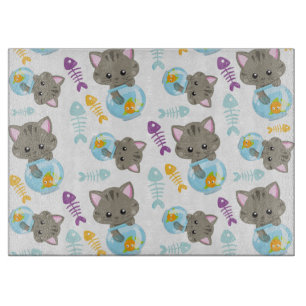 Pattern Of Cats, Cute Cats, Kittens, Fish Cutting Board