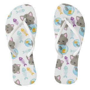 Pattern Of Cats, Cute Cats, Kittens, Fish Jandals