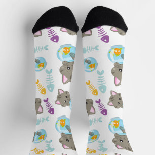 Pattern Of Cats, Cute Cats, Kittens, Fish Socks