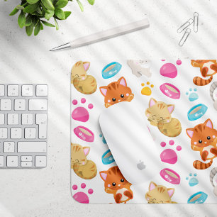 Pattern Of Cats, Cute Cats, Kitty, Kittens, Paws Mouse Pad