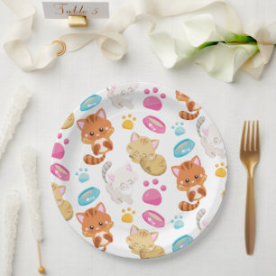 Pattern Of Cats, Cute Cats, Kitty, Kittens, Paws Paper Plate
