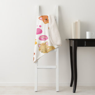 Pattern Of Cats, Cute Cats, Kitty, Kittens, Paws Sherpa Blanket