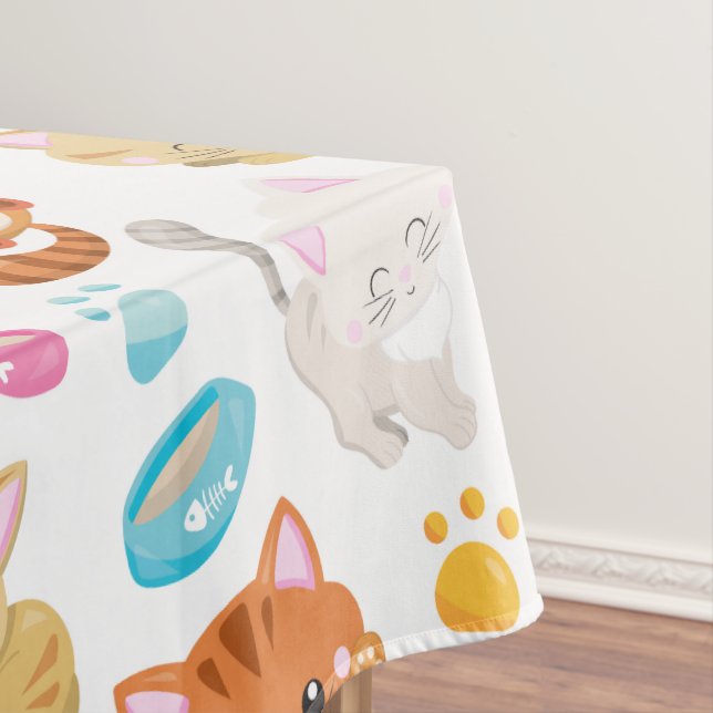 Pattern Of Cats, Cute Cats, Kitty, Kittens, Paws Tablecloth (In Situ)