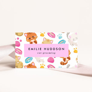 Pattern Of Cats, Pet Shop, Cat Sitter, Cat Groomer Business Card
