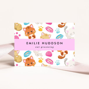 Pattern Of Cats, Pet Shop, Cat Sitter, Cat Groomer Business Card