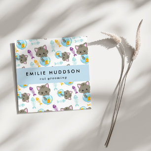 Pattern Of Cats, Pet Shop, Cat Sitter, Cat Groomer Square Business Card