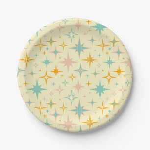 Pattern of colorful retro stars paper plate