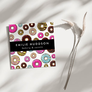 Pattern Of Colourful Doughnuts, Cake Shop, Pastry  Square Business Card