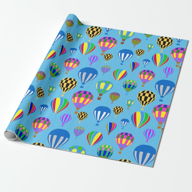 Pattern Of Colourful Hot Air Balloon Images Wrapping Paper (Unrolled)