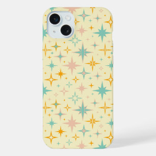 Pattern of colourful retro stars iPhone 15 plus case