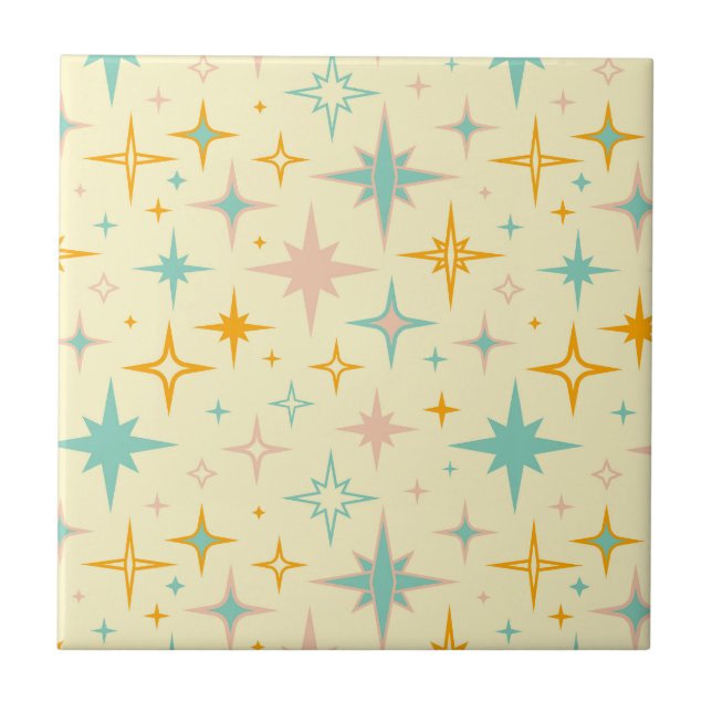 Pattern of colourful retro stars tile (Front)