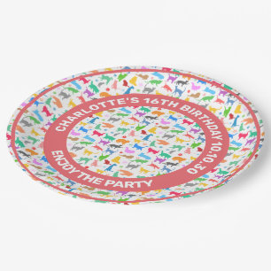 Pattern Of Colourful Silhouettes Of Cats Paper Plate
