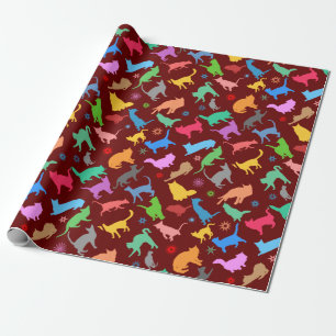 Pattern Of Colourful Silhouettes Of Cats Wrapping Paper
