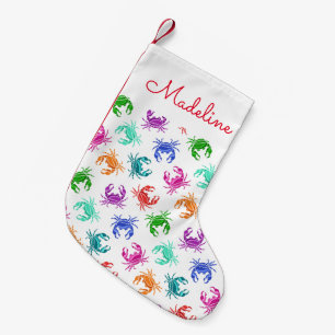 Pattern Of Crabs   Add Your Name Small Christmas Stocking