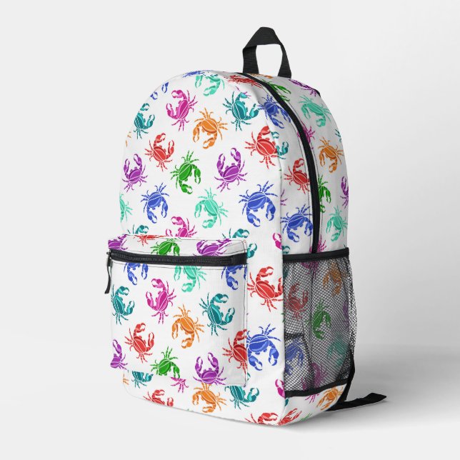 Pattern Of Crabs Printed Backpack (Back Corner Right)