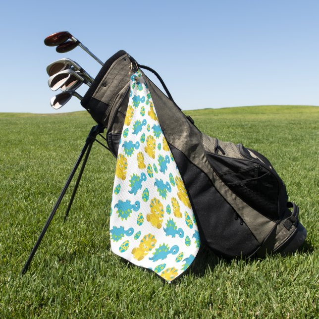 Pattern Of Dinosaurs, Cute Dinosaurs, Baby Dino Golf Towel (Green)