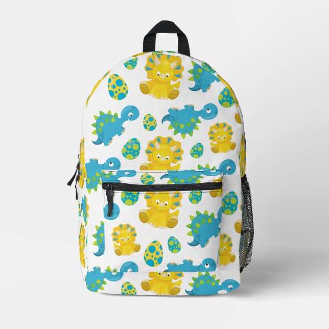 Pattern Of Dinosaurs, Cute Dinosaurs, Baby Dino Printed Backpack (Front)