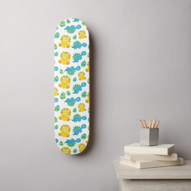 Pattern Of Dinosaurs, Cute Dinosaurs, Baby Dino Skateboard (Wall Art)